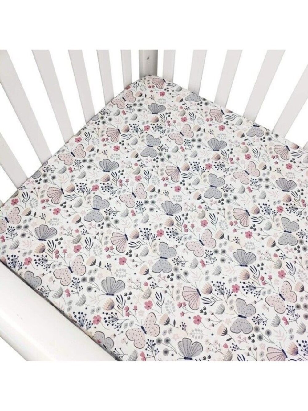Brandream Butterfly Girls Pink Floral Fitted Crib Sheet Farmhouse Boho Baby